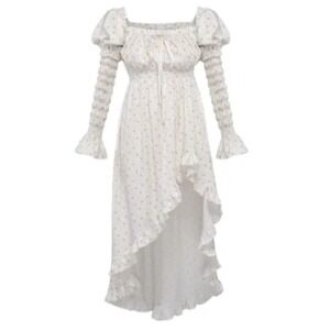 Sleeper Floral Wild Angel Off Shoulder‎ Smocked Midi Dress Shirred $540 Milkmaid